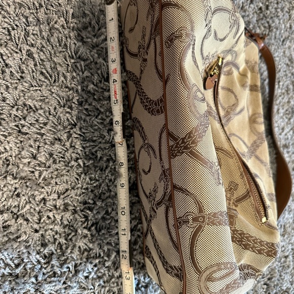 Lauren Ralph Lauren Women’s Brown Leather Trim Equestrian Tote Bag - Picture 13 of 16